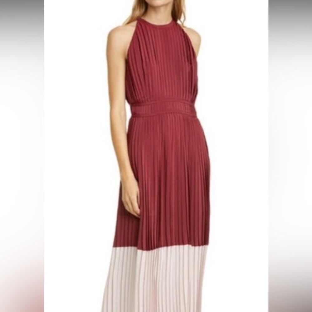 Joie Pleated Halter Colorblock Dress, Size 10 - Picture 2 of 6